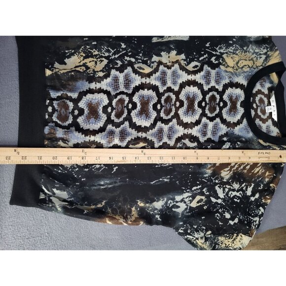 CAbi Women's SZ S Sheer Snakeskin Python Print Pullover Top Crewneck Rock Glam - Picture 7 of 8